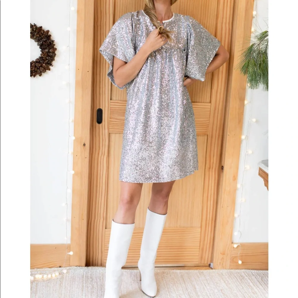 EMERSON FRY Marion Short Dress - Silver Sequin XXS - Picture 2 of 15